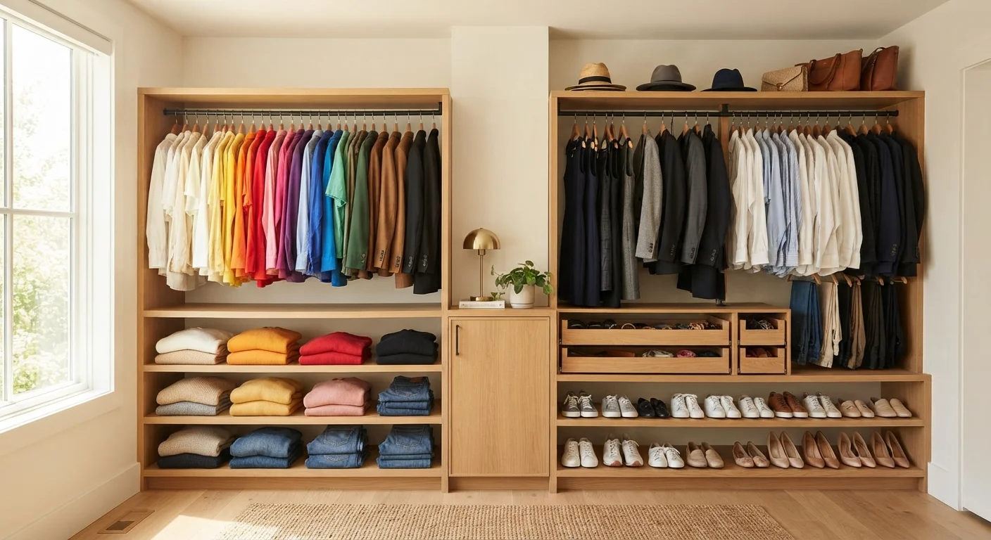 Closet Organization Methods: Comparing Color-Coding, Category Grouping, and Frequency Sorting